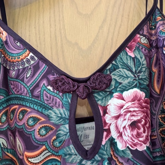 Vintage California Miss Floral Paisley Chemise Slip Dress With Matching Hanger L - Picture 6 of 13